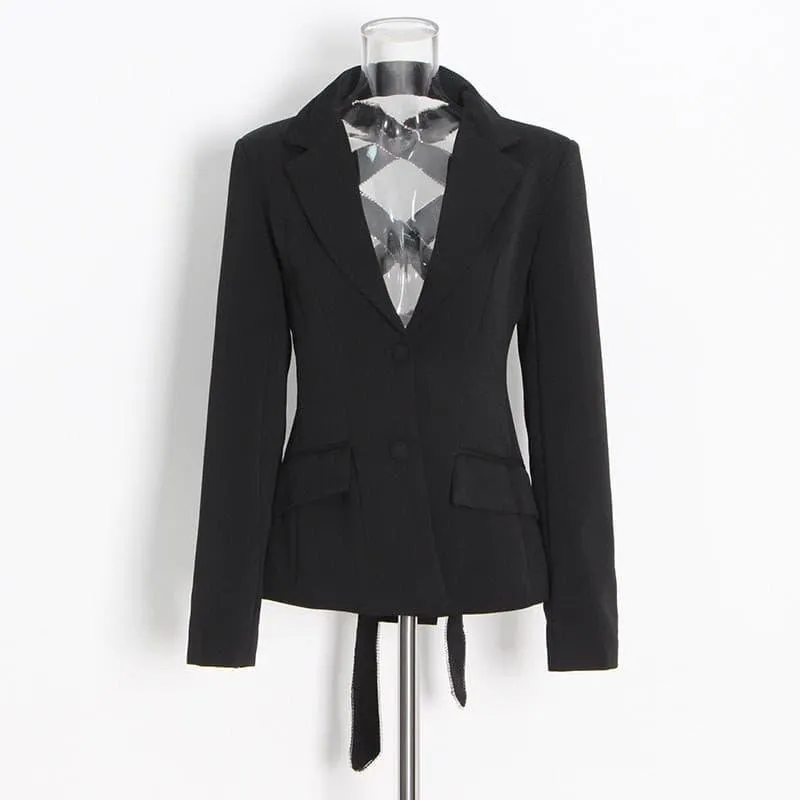 Nails drilled hollow all-match strap jacket