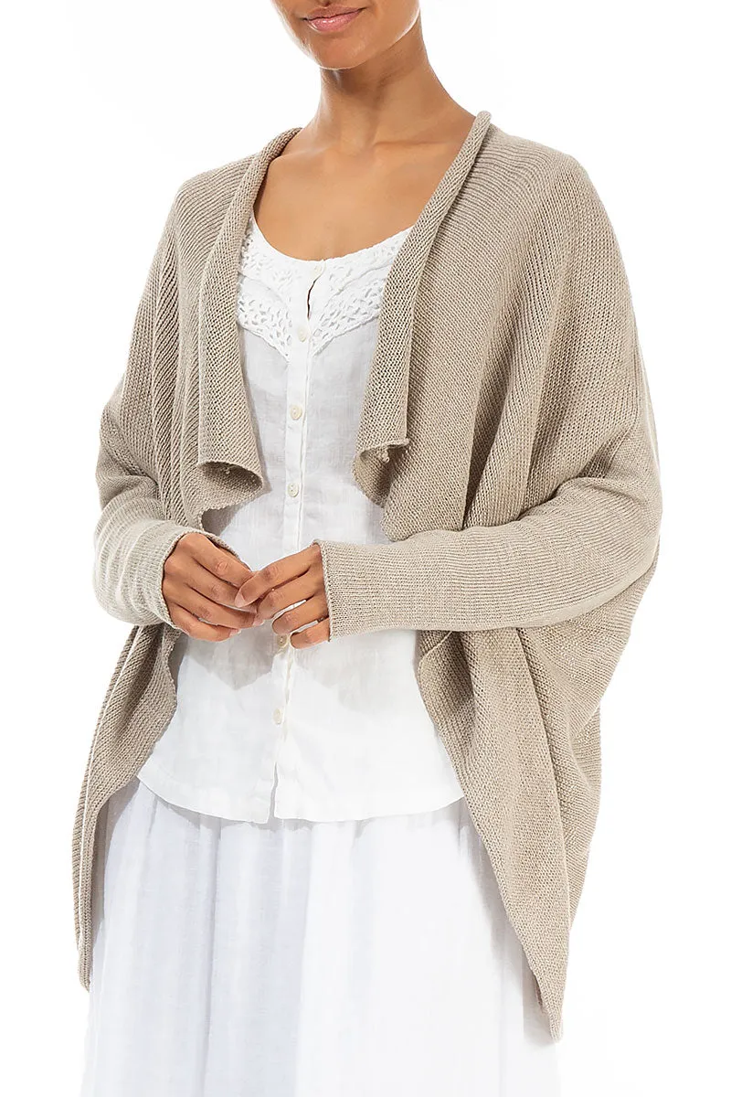 Open Longer Back Natural Linen Cardigan