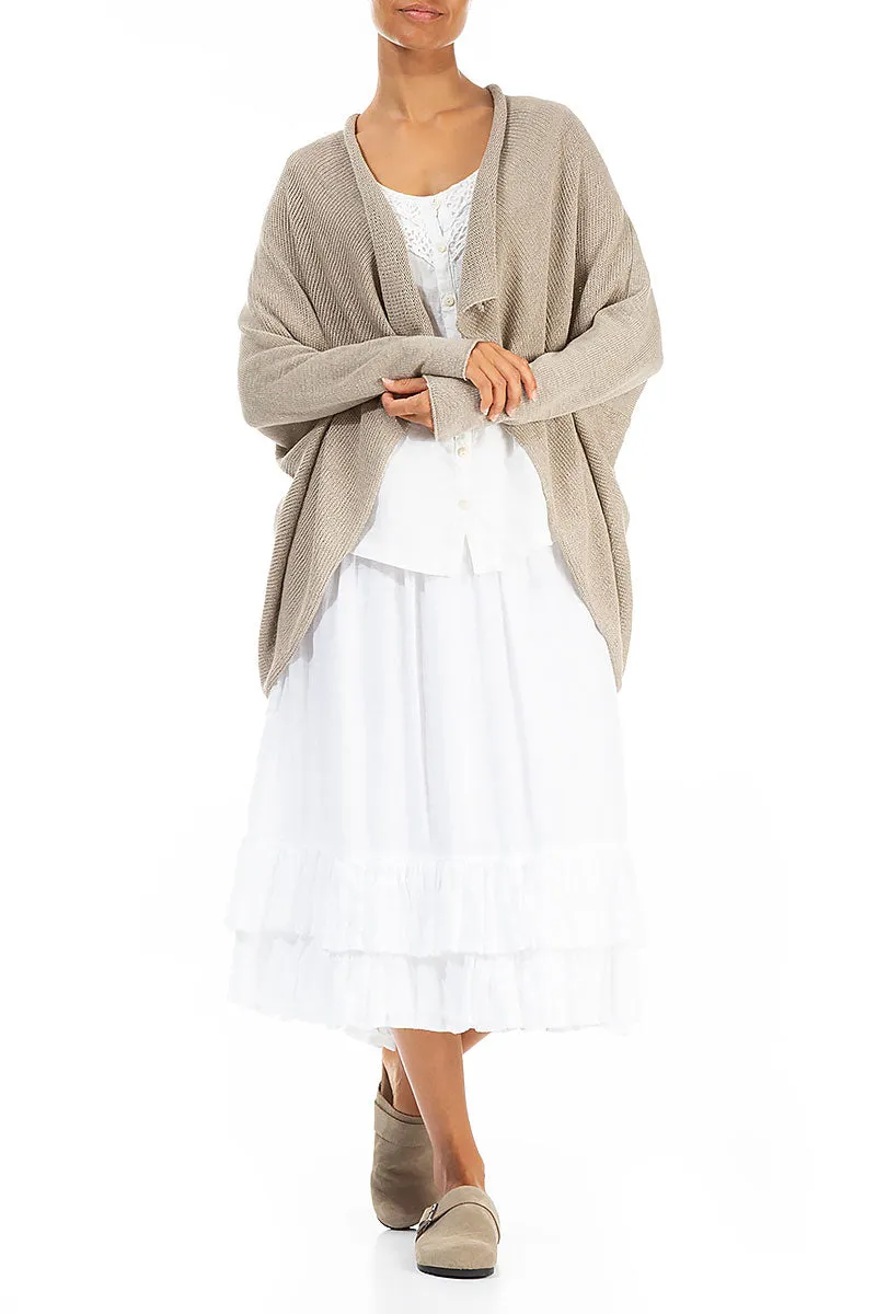 Open Longer Back Natural Linen Cardigan