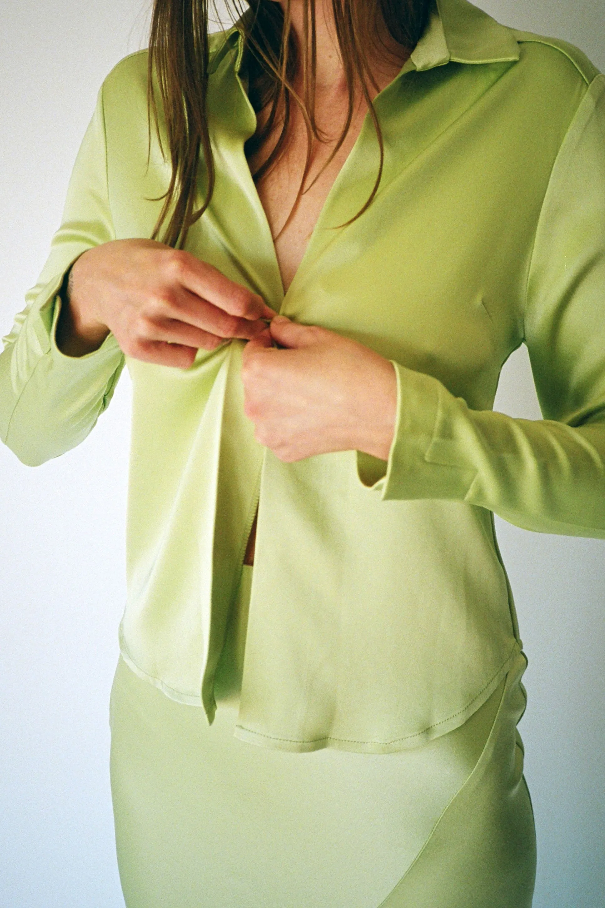 Pistachio Sateen Blouse