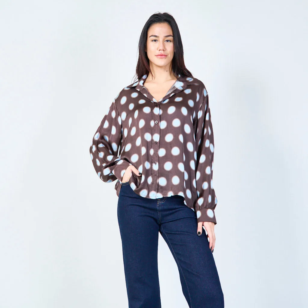 Polka dot satin blouse wholesale