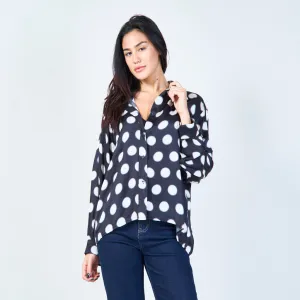 Polka dot satin blouse wholesale