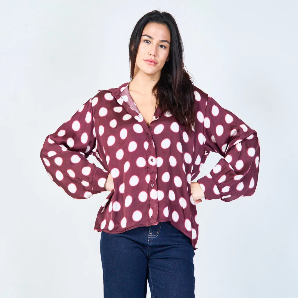 Polka dot satin blouse wholesale