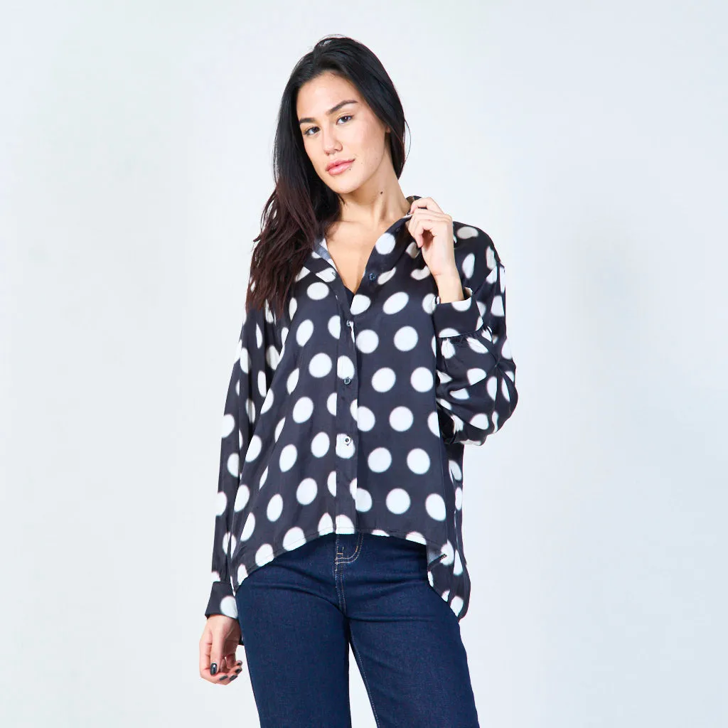 Polka dot satin blouse wholesale