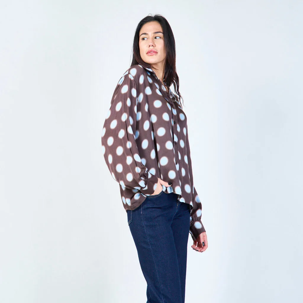 Polka dot satin blouse wholesale