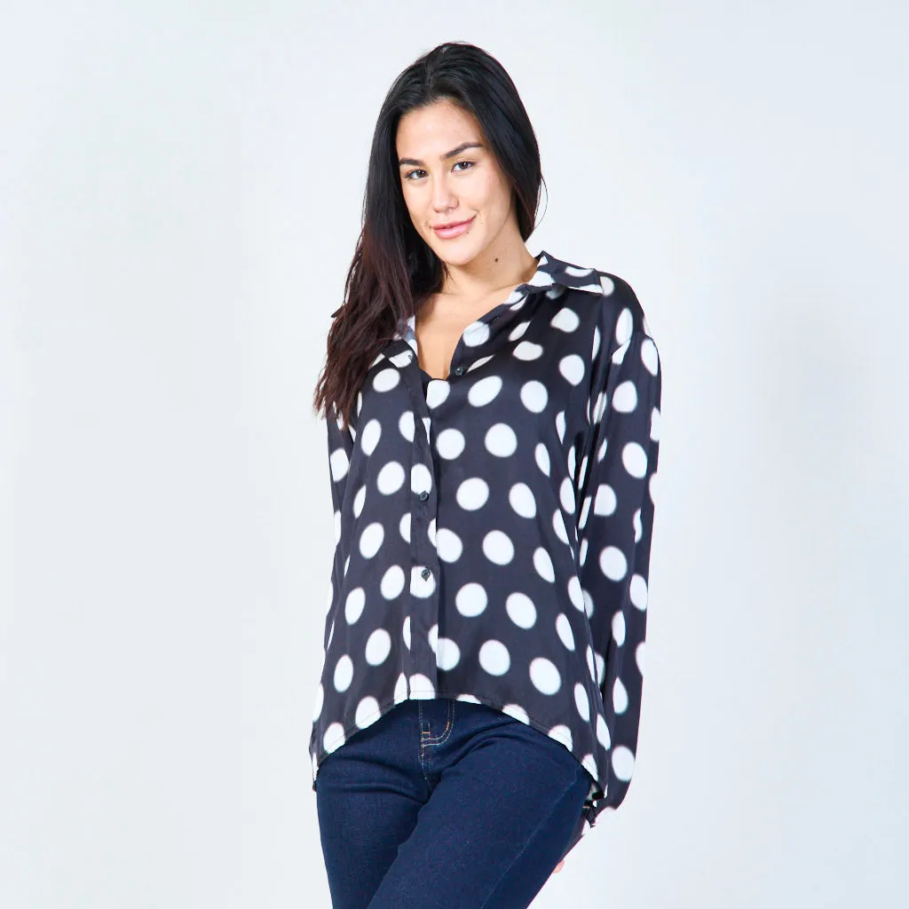 Polka dot satin blouse wholesale