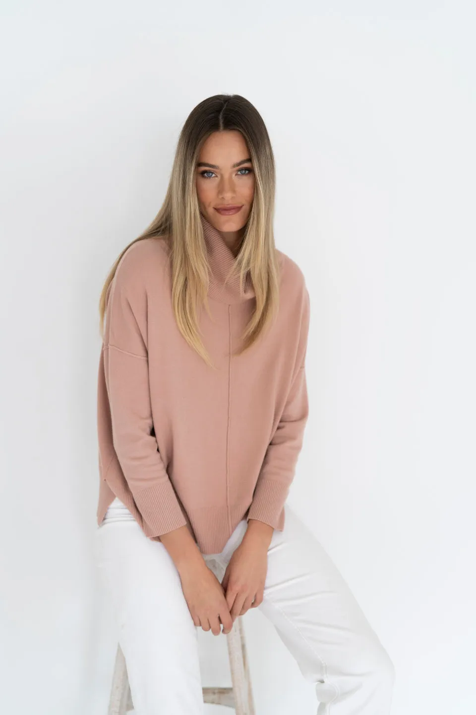 Sana Super Soft Roll Neck Deep Blush Jumper