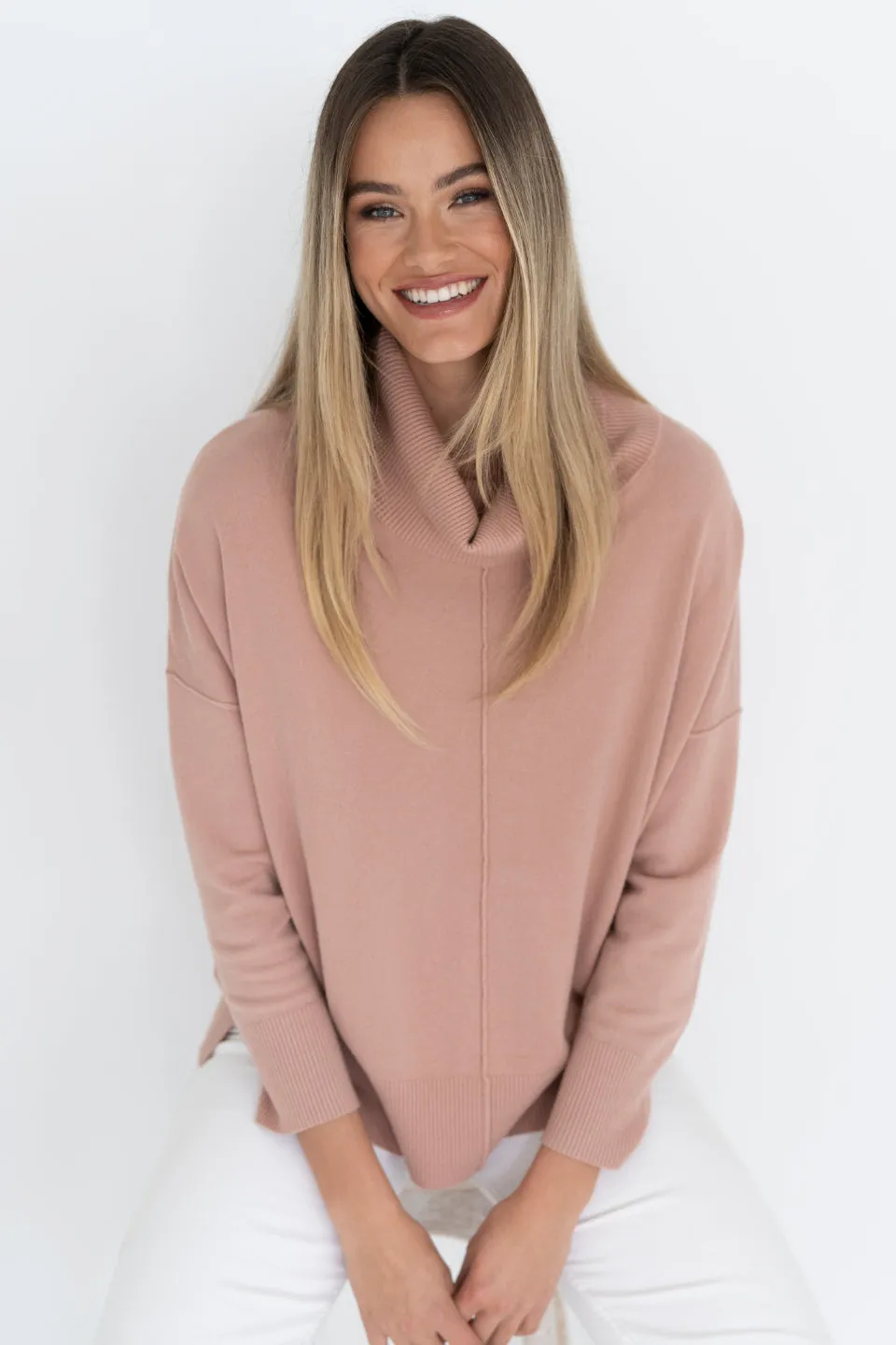 Sana Super Soft Roll Neck Deep Blush Jumper