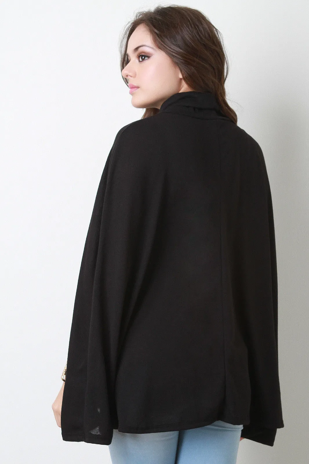 Soft Knit Turtleneck Wrap Cape