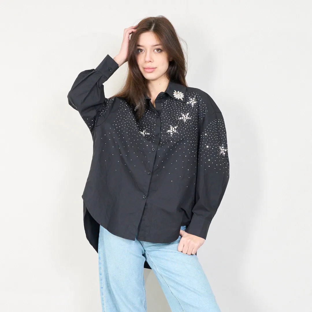 Star-embellished rhinestone blouse wholesale