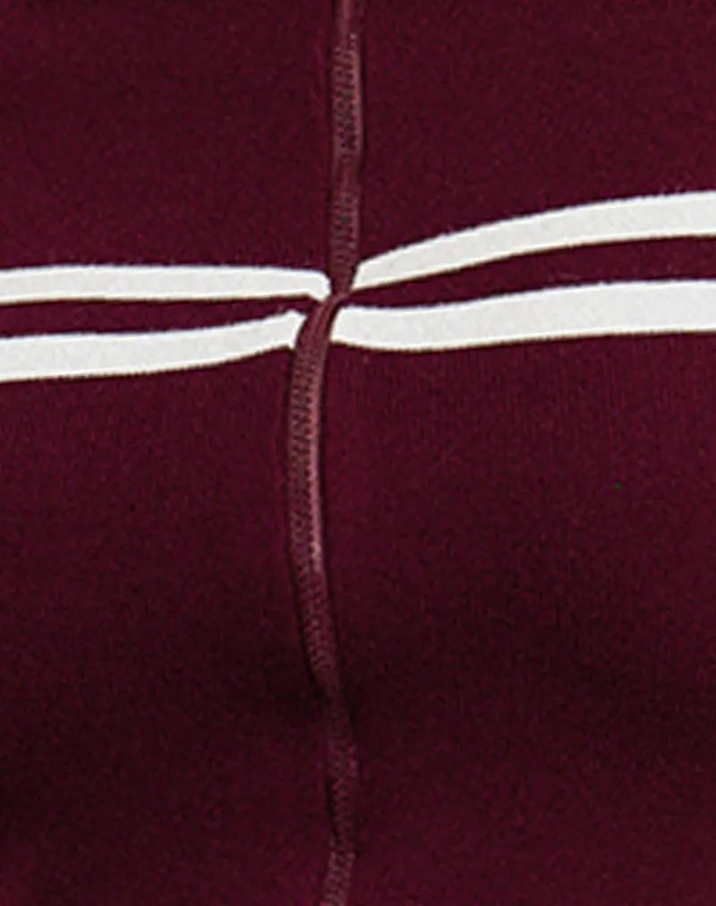 Talisa Zip Through Jacket in Maroon with White Stripe