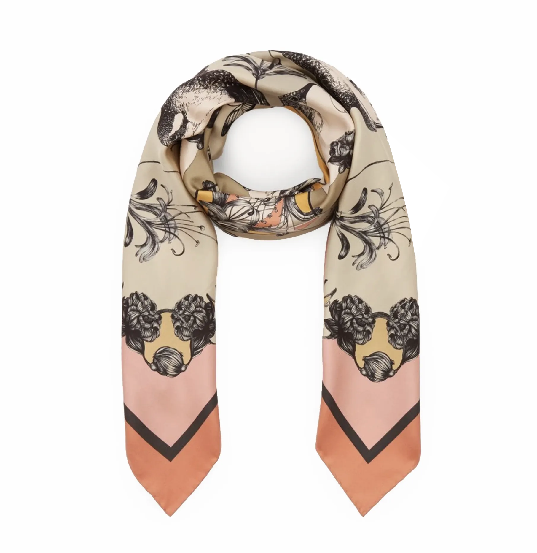 The Hummingbird & Honeysuckle Silk Scarf | 90x90cm [Preorder]