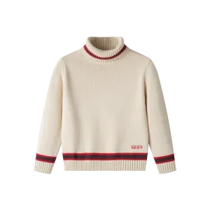 TURTLENECK SWEATER WITH CONTRAST EDGING-CREAM