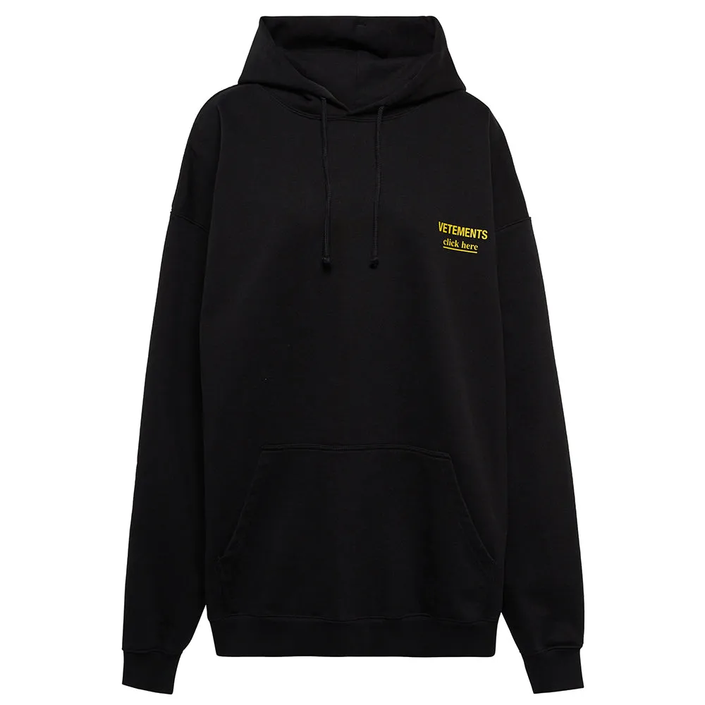 Vetements Women's 'Click Here' Logo Oversized Cotton Sweatshirt in Black