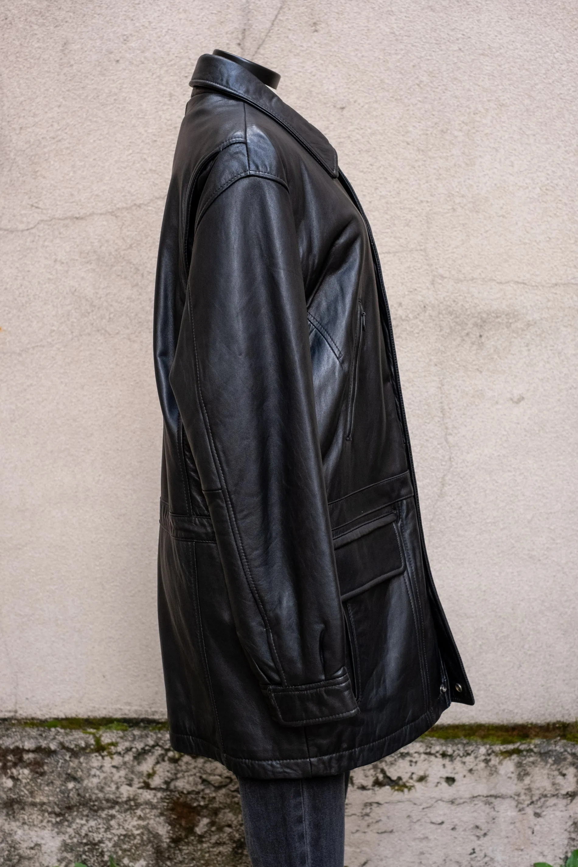 Vintage Leather Mid Length Jacket