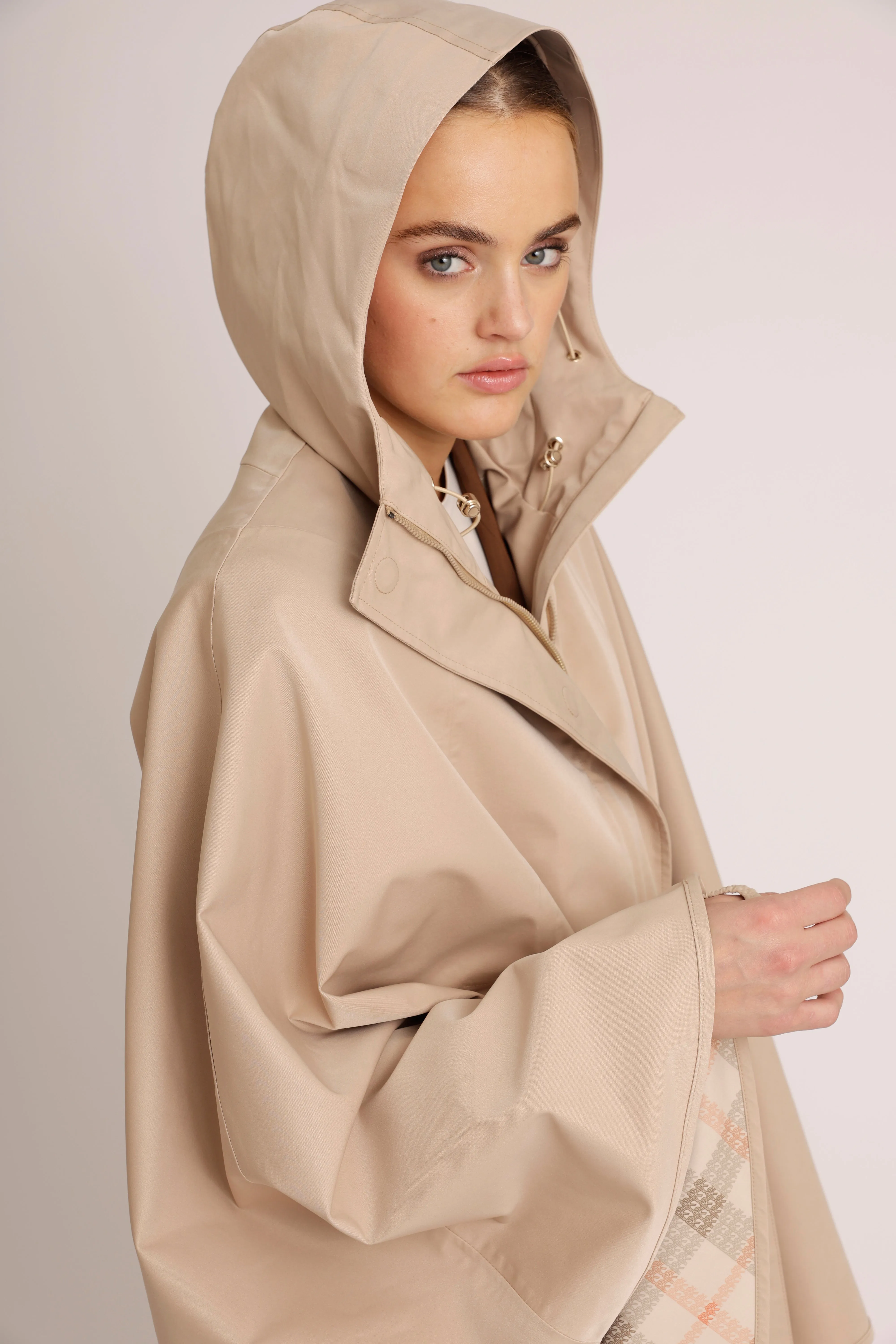 Waterproof Luxury Poncho Cape - Beige