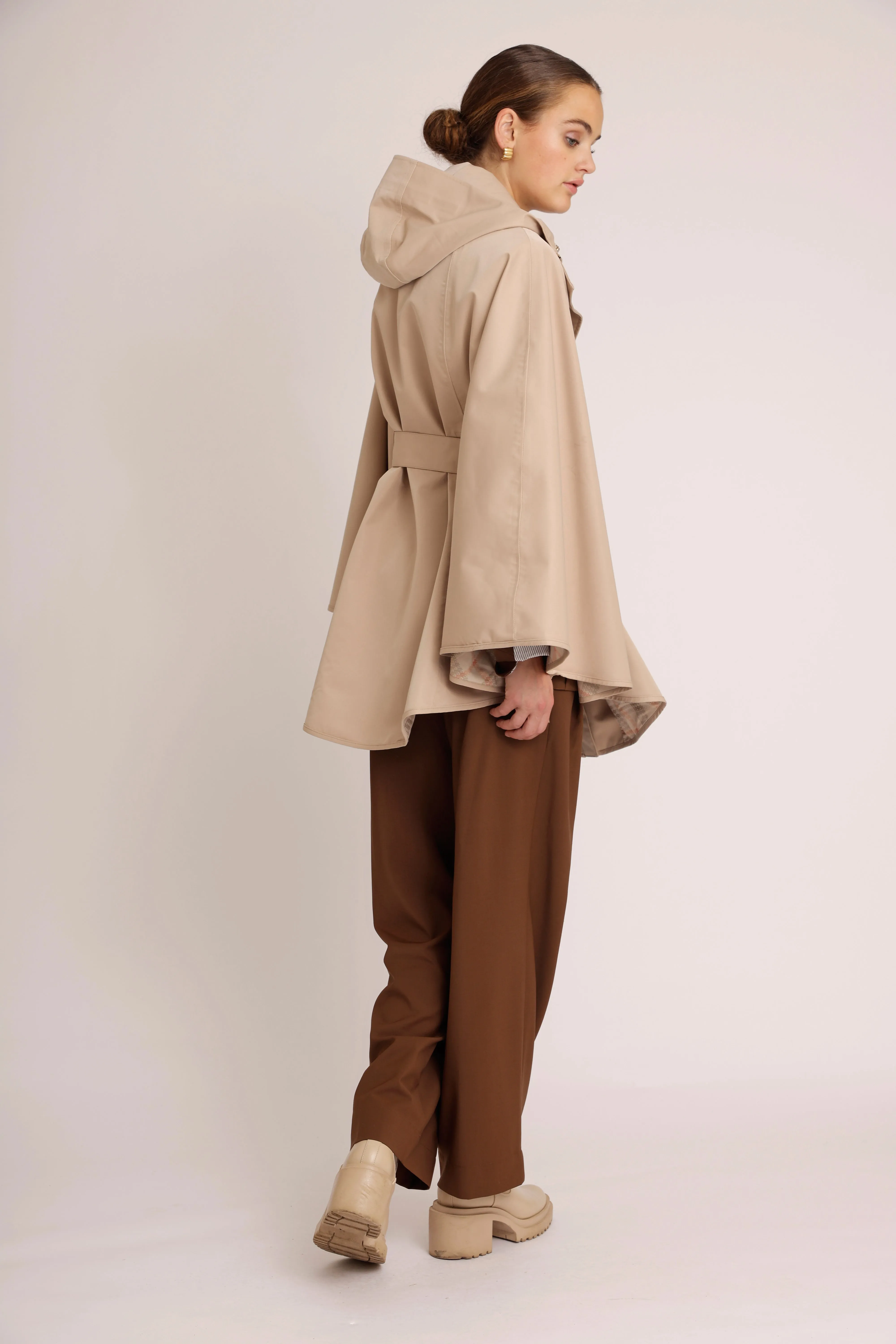 Waterproof Luxury Poncho Cape - Beige