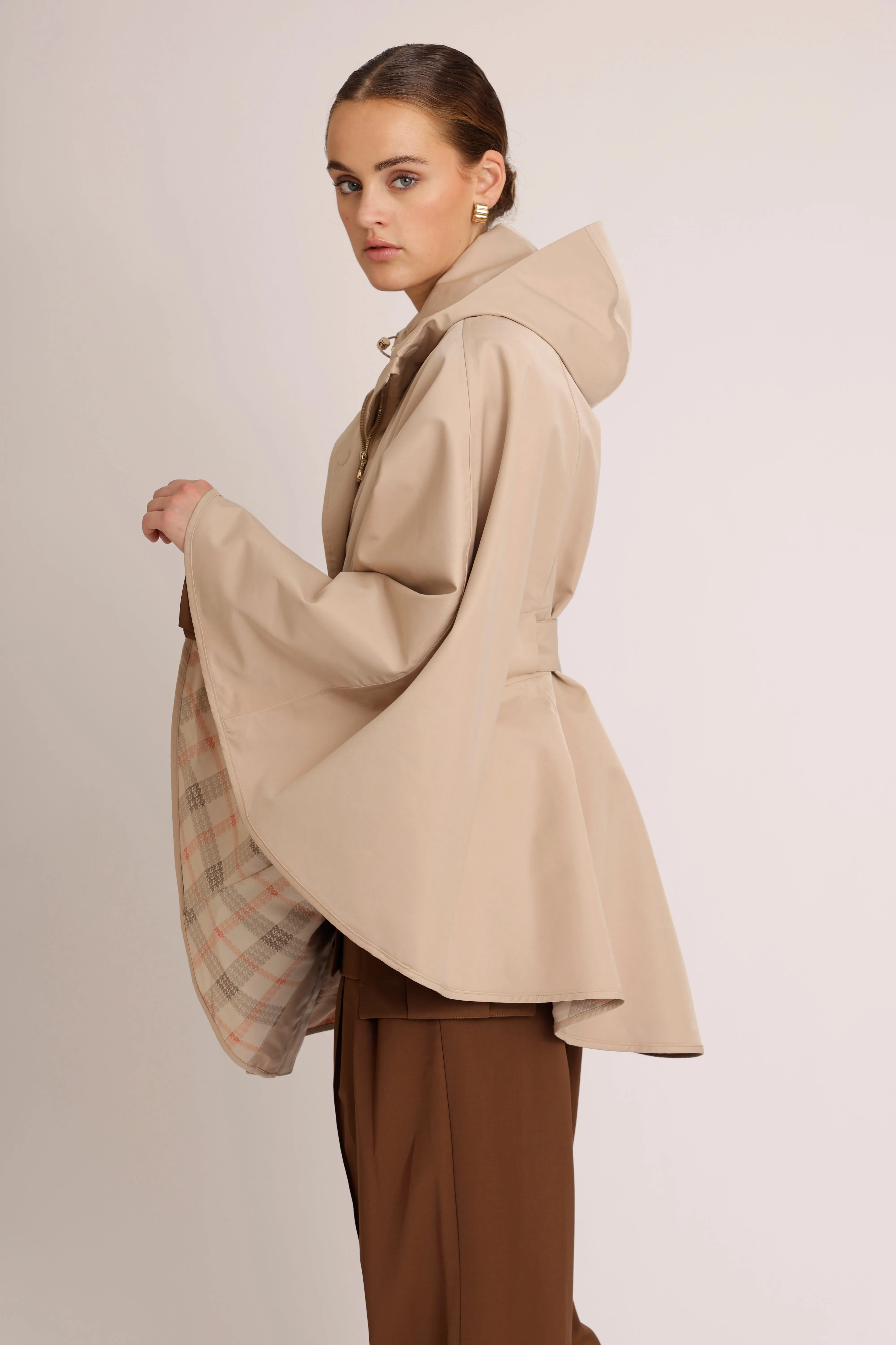 Waterproof Luxury Poncho Cape - Beige