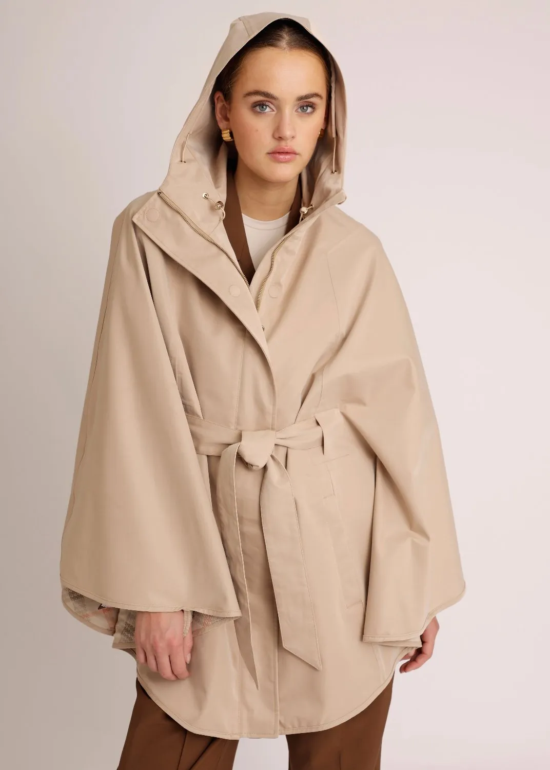 Waterproof Luxury Poncho Cape - Beige