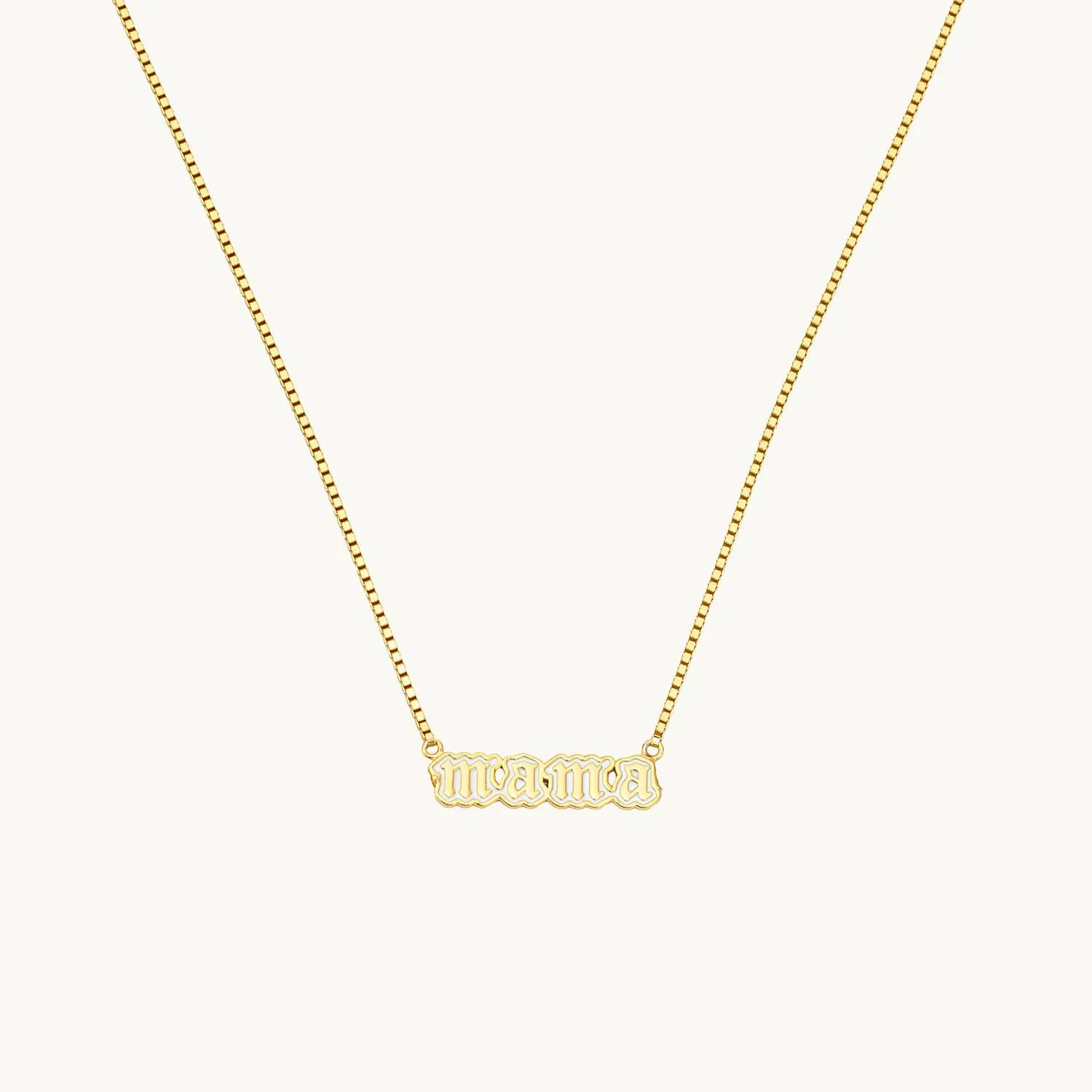 White Enamel Mama Necklace