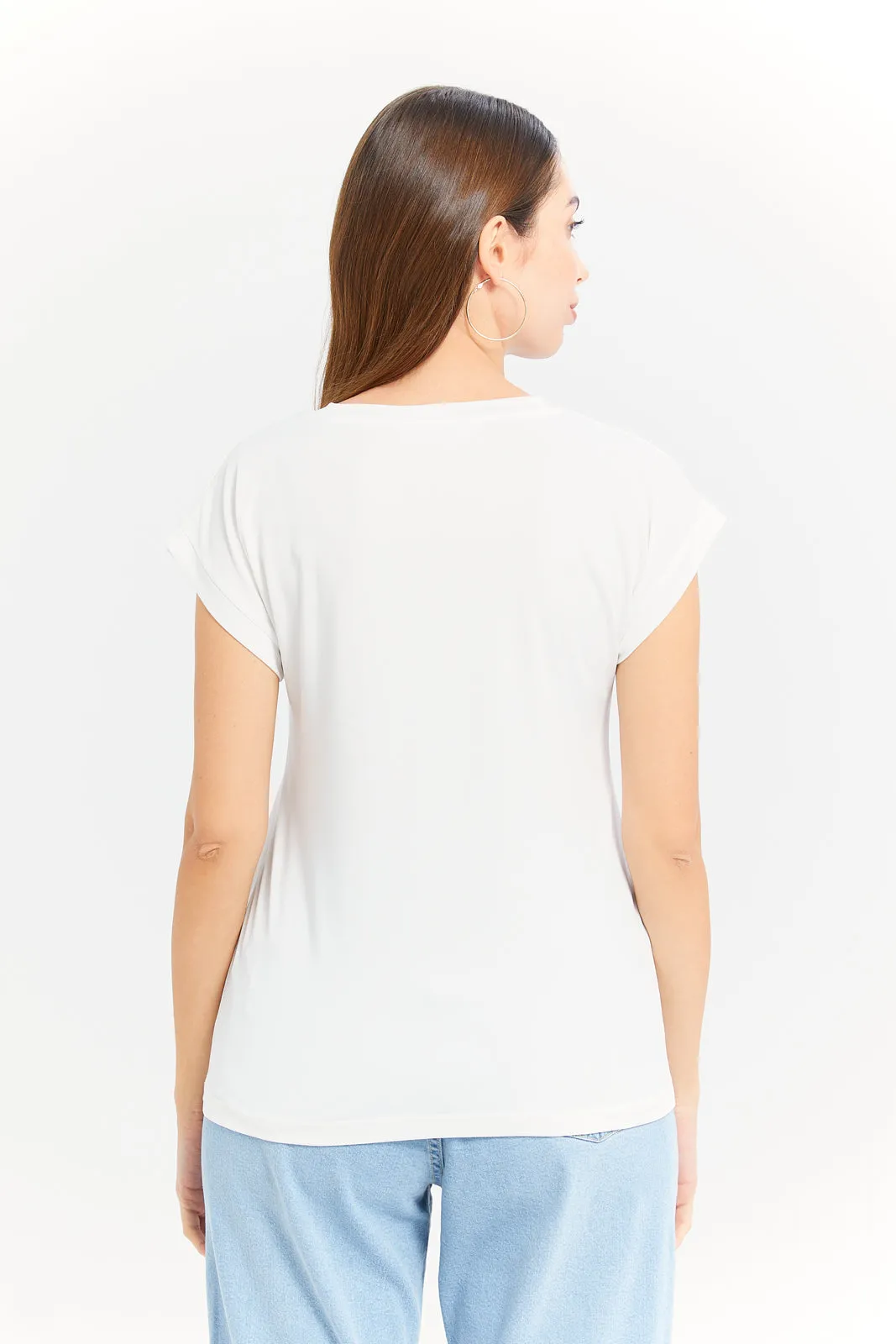 Women White Short Sleeves Performance T-Shirt