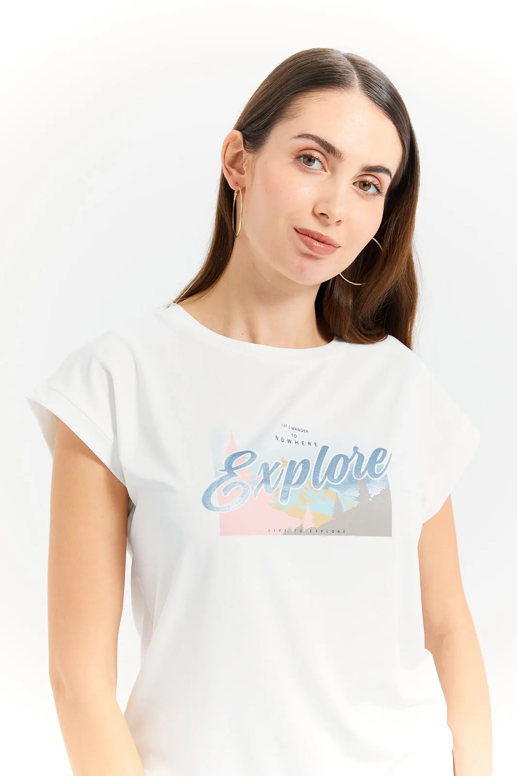 Women White Short Sleeves Performance T-Shirt