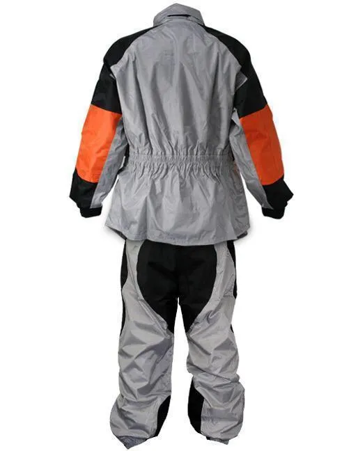 Xelement RN4792 Men's 2-Piece Black/Silver/Orange Motorcycle Rainsuit